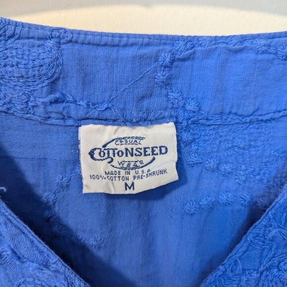 Vintage Cottonseed Textured Wood Button Down Shirt Short Sleeve Boxy Lagenlook - Picture 5 of 7